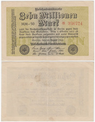 Бона. Германия (Веймарская республика) 10.000.000 марок 1923 год. P-106a.1.2 (VF)