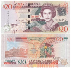 Бона. Восточно-карибские государства 20 долларов 2015 год. Елизавета II. (Пресс-AU)