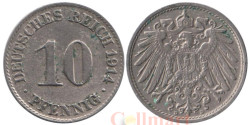 Германская империя. 10 пфеннигов 1914 год. (D)