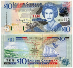 Бона. Восточно-карибские государства 10 долларов 2008 год. Гренада. (Пресс) 